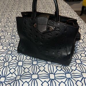 MCM Black Embossed Satchel